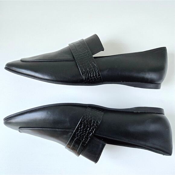 Freda Salvador NEW Croc Embossed Black Patent Leather Loafers Flats Women Size 6 - Picture 7 of 11